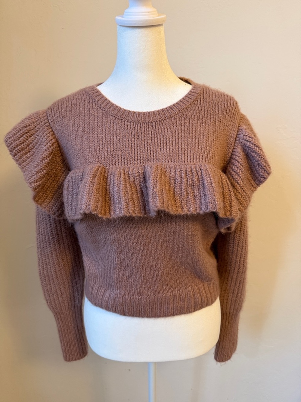 Wild Fable Mauve Pink Ruffle Crewneck Sweater